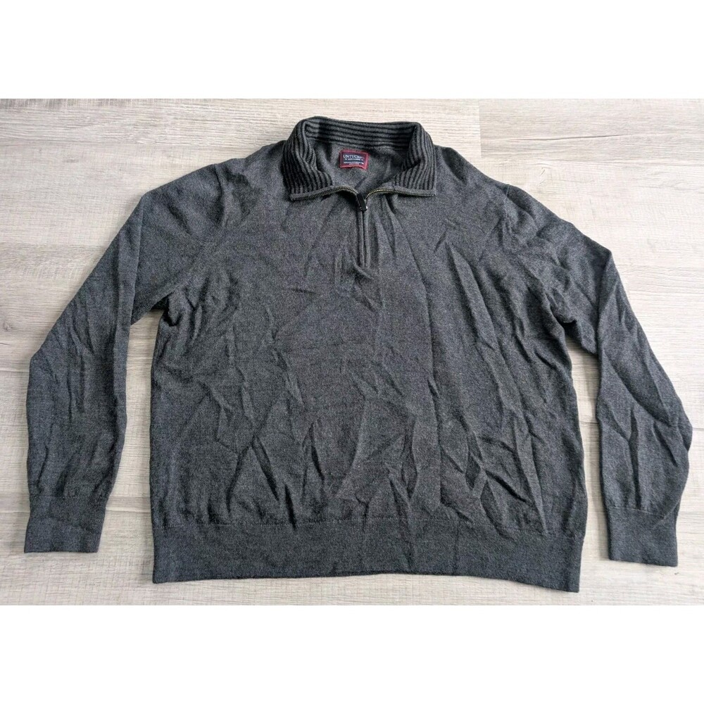 UNTUCKit Belguardo 1/4 Zip Pullover Sweater Men's Sz XXXL Gray Merino Wool 3X